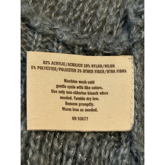 Decree Shrug Crochet Sweater Open Front Cropped Cardigan Top Blue Size Large - Picture 6 of 10